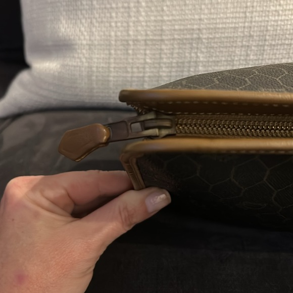 Auth Dior Clutch/Pouch Honeycomb In Web Canvas & Brown Leather 10x7 - Picture 11 of 14